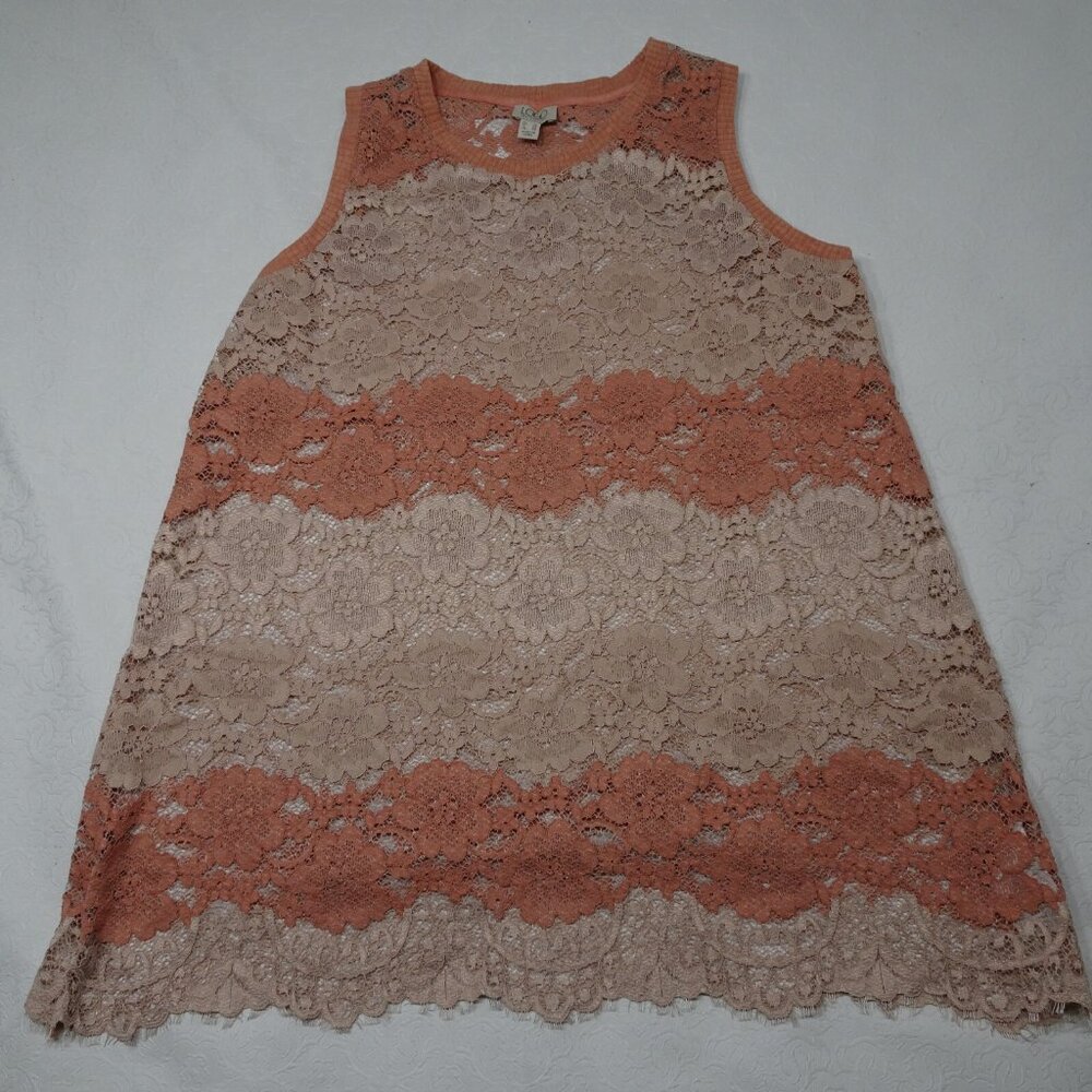 LOGO by Lori Goldstein Size 14 Sleeveless Floral Lace Boho Sleeveless Tunic Top